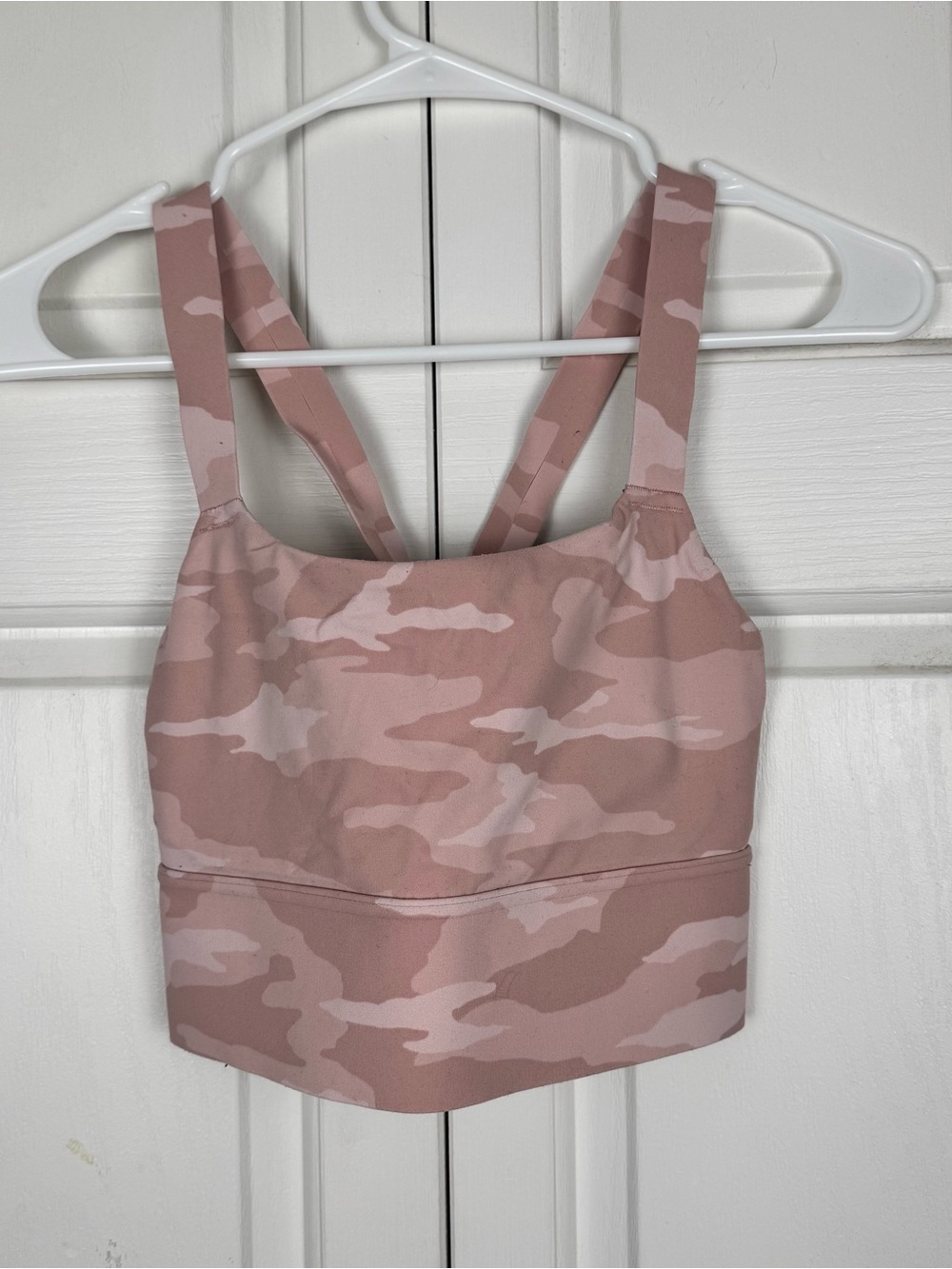 Athleta Pink Camo Supportive Crop Sports Bra
